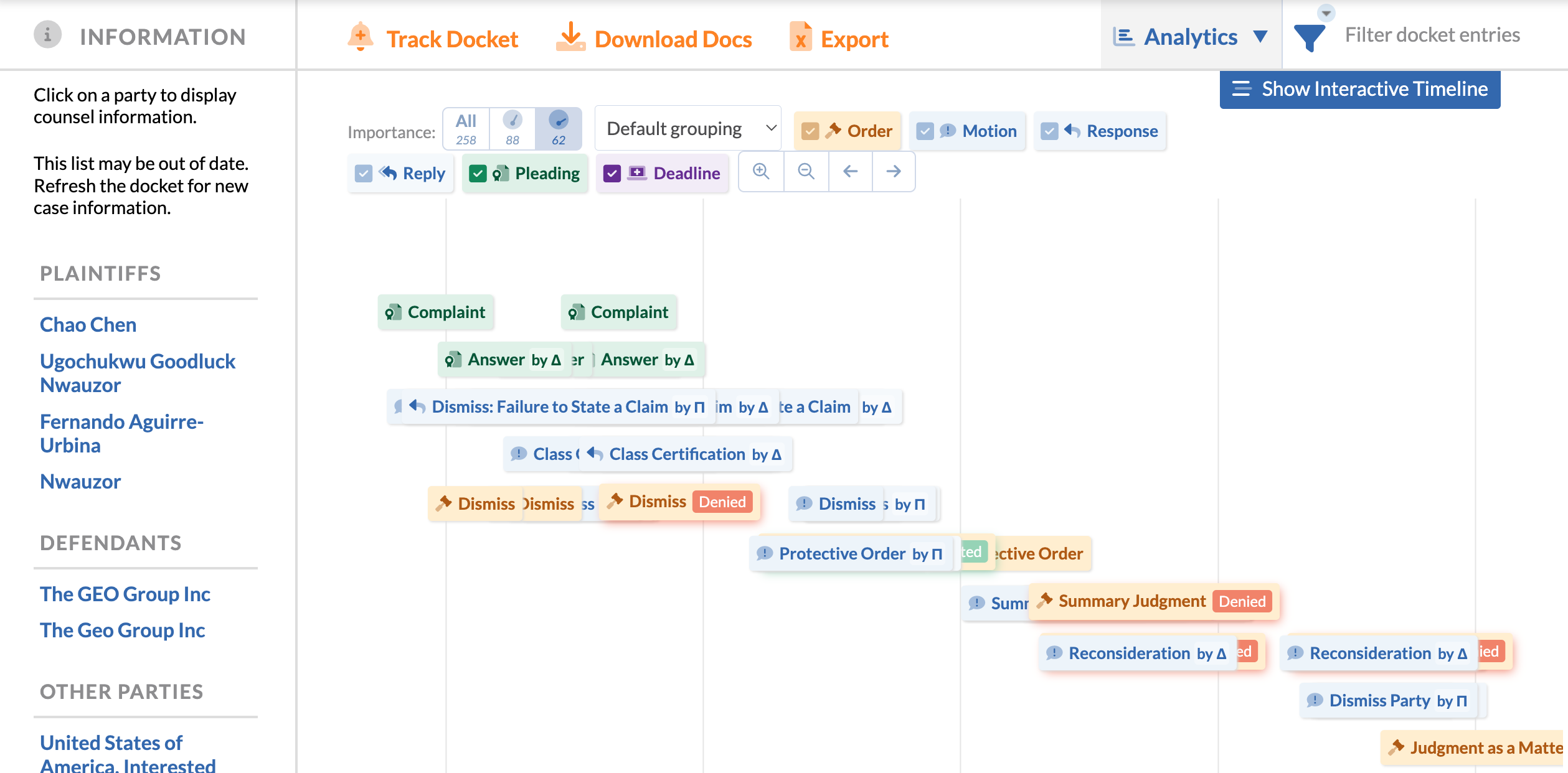 Calendaring and docketing