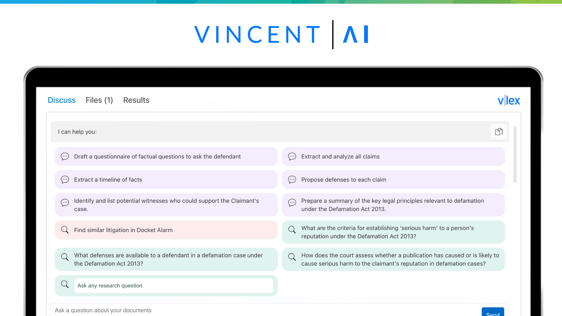 vLex Vincent AI product features